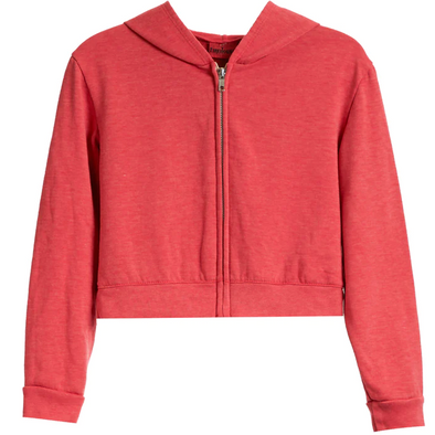 Firehouse Cropped Zip Sweatshirt - Red Heather
