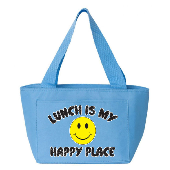 Lunch Is My Happy Place Lunch Bag - Light Blue