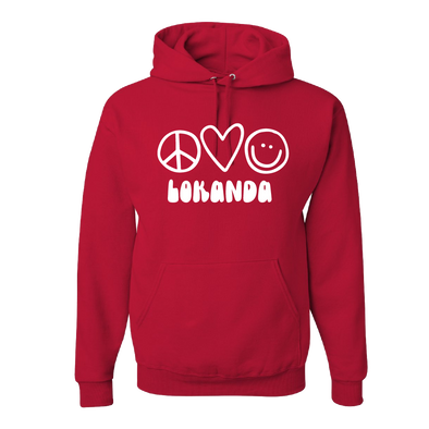 Doodle Peace Heart Happy Face Camp Hoodie