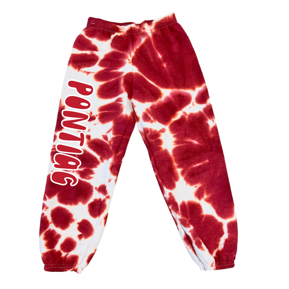 Retro Bubble Tie-Dye Camp Sweatpants - Red