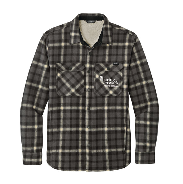 NJ Sharing Network - Mens Flannel Sherpa Shacket - Grey/Bone SMEB228