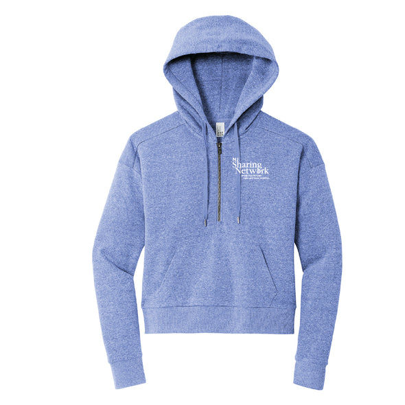 NJ Sharing Network - Women's Triblend Fleece 1/2 Zip Pullover Hoodie - Royal Frost SMDT1311