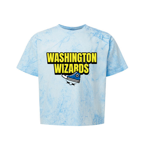 GW - Watercolor Tie Dye T Shirt w/ Raw Edge Bottom - Light Blue