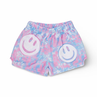 Tie-Dye Smile Plush Shorts