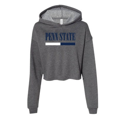 College Cropped Hoodie - Split Underline