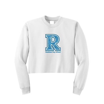 Rambam - Raw Edge Bottom Crewneck Sweatshirt w/ Glitter - White