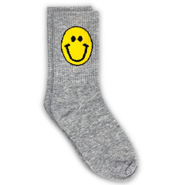Happy Face Socks - Heather Grey