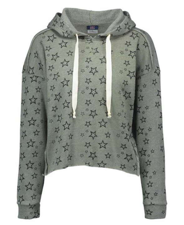 Starry Cropped Hoodie - Olive