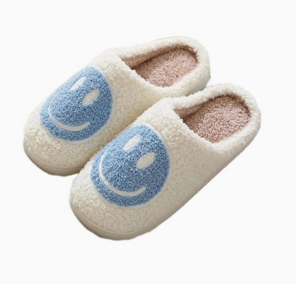 Happy Face Slippers - Blue