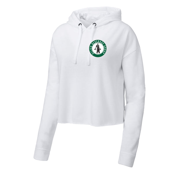 Allied Beverage - Ladies Tri-Blend Fleece Crop Hooded Pullover - White