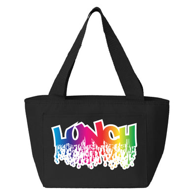 Rainbow Drips Lunch Bag - Black