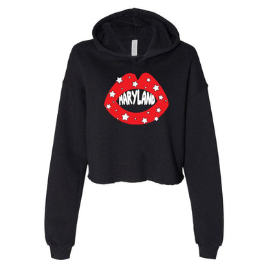 College Star Lips Cropped Hoodie