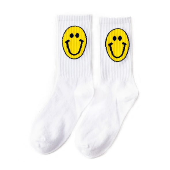 Happy Face Socks - White