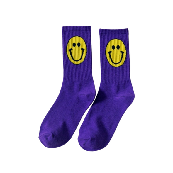 Happy Face Socks - Purple