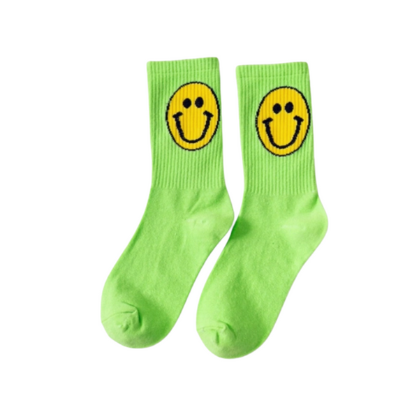 Happy Face Socks - Lime