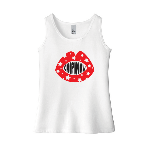 Star Lips Camp Tank - White