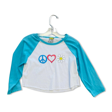 Peace, Love, Daisy Cropped Baseball Tee